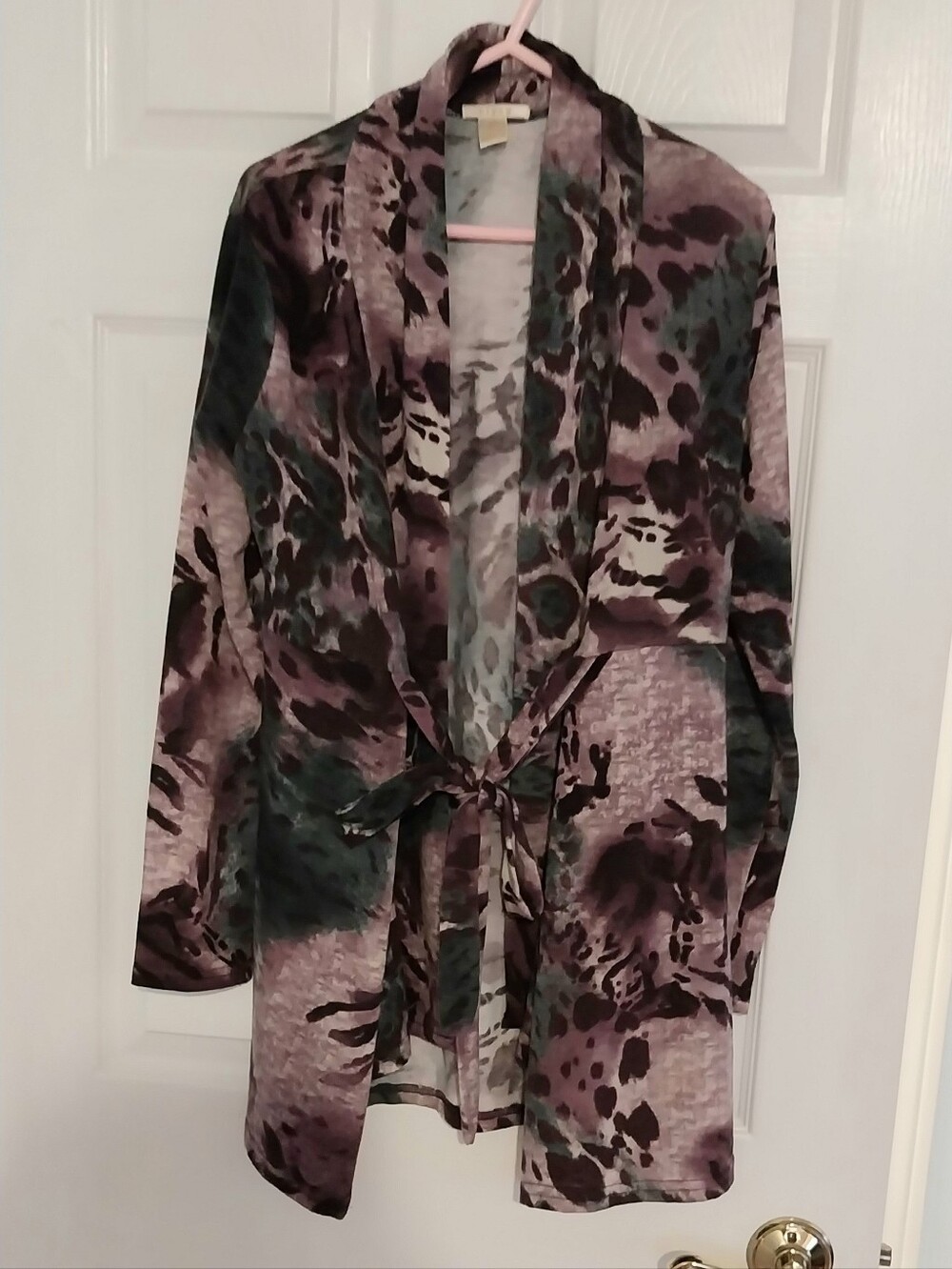 🎀Tie-Waist Open Front Women's Cardigan- Mauve Floral Print